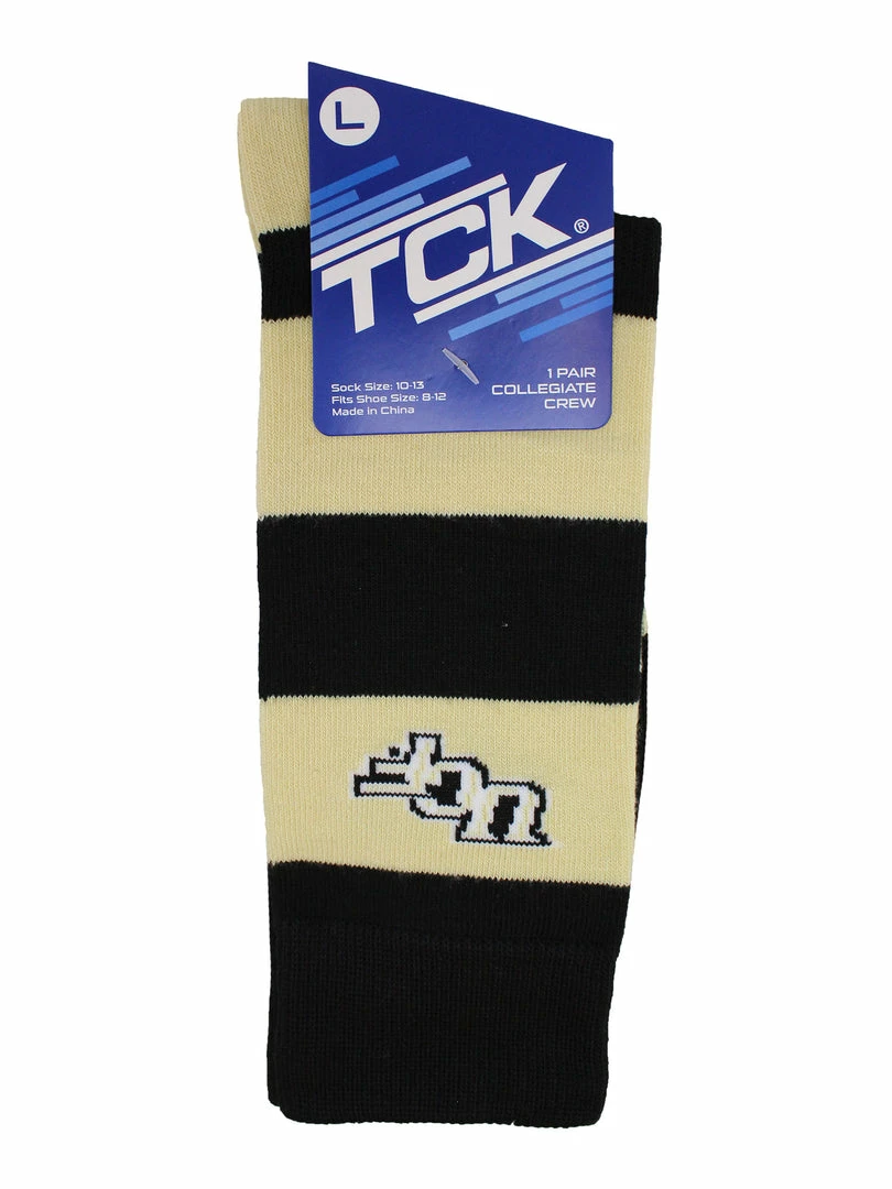 Best deal 😀 TCK Central Florida Golden Knights 🧦 Socks Game Day Striped Crew 🧦 Socks 🌟 4 TCK Central Florida Golden Knights Socks Game Day Striped Crew Socks