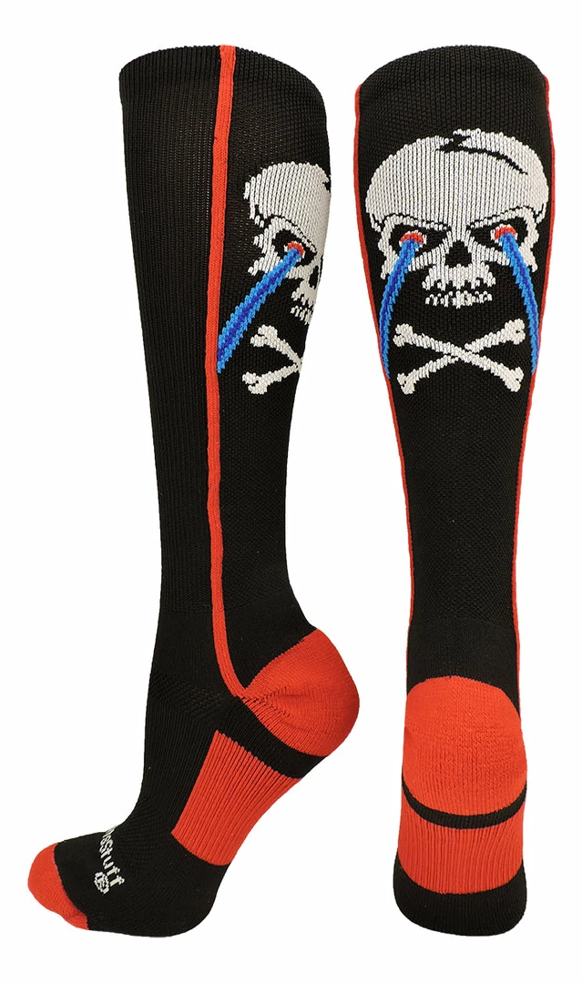 Hot Sale 🧨 MadSportsStuff Crazy 🧦 Socks With Laser Skull And Crossbones Over The Calf 🧦 Socks 🧨 6 MadSportsStuff Crazy Socks With Laser Skull And Crossbones Over The Calf Socks