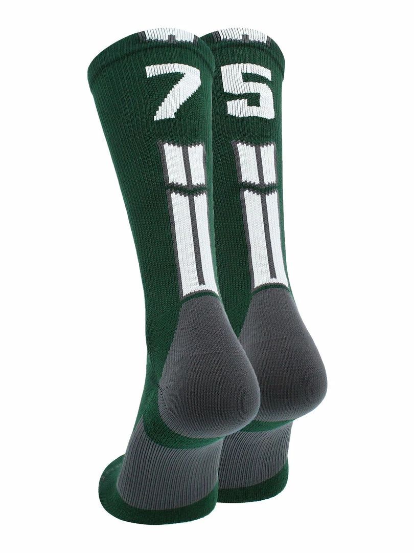 Buy โ๏ธ MadSportsStuff Dark Green Player ID Custom Number Crew ๐งฆ Socks For ๐ Basketball Lacrosse Volleyball Boys And ๐ง Girls ๐ 53 MadSportsStuff Dark Green Player ID Custom Number Crew Socks For Basketball Lacrosse Volleyball Boys And Girls
