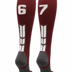 MadSportsStuff Maroon Player ID Custom Number Over The Calf Socks For Softball Baseball Football Boys And Girls Softball Socks