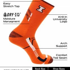 TCK Illinois Fighting Illini Socks University Of Illinois Illini Champion Crew Socks