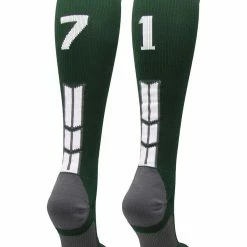 Hot Sale โ๏ธ MadSportsStuff Dark Green Player ID Custom Number Over The Calf ๐งฆ Socks For ๐ฅ Softball โพ Baseball Football Boys And ๐ง Girls ๐ 114 MadSportsStuff Dark Green Player ID Custom Number Over The Calf Socks For Softball Baseball Football Boys And Girls