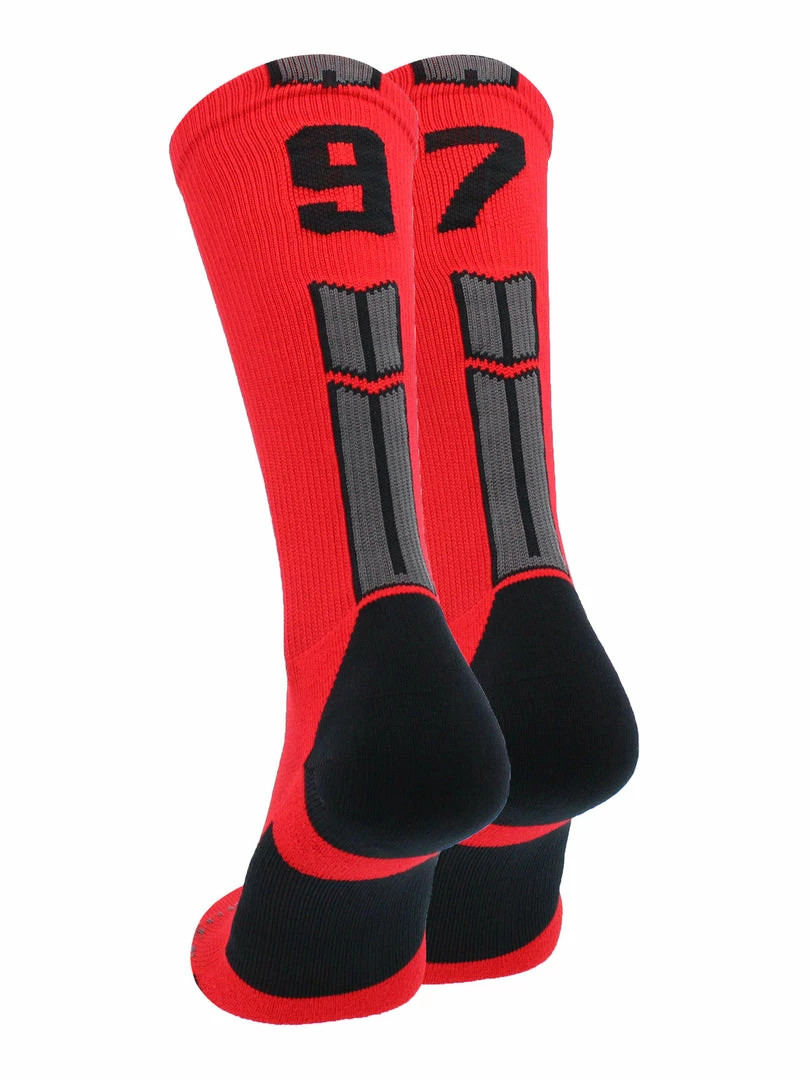 Promo ๐ MadSportsStuff Red And Black Player ID Custom Number Crew ๐งฆ Socks For ๐ Basketball Lacrosse Volleyball Boys And ๐ง Girls Volleyball ๐งฆ Socks โจ 32 MadSportsStuff Red And Black Player ID Custom Number Crew Socks For Basketball Lacrosse Volleyball Boys And Girls Volleyball Socks