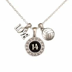 MadSportsStuff Jewelry Girls Volleyball Necklace With Jersey Number (Available In 39 Numbers)