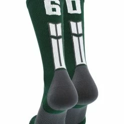 MadSportsStuff Dark Green Player ID Custom Number Crew Socks For Basketball Lacrosse Volleyball Boys And Girls Volleyball Socks