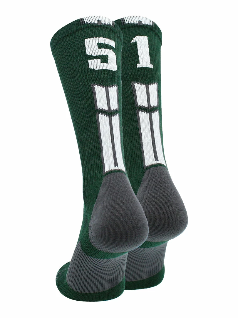 Buy โ๏ธ MadSportsStuff Dark Green Player ID Custom Number Crew ๐งฆ Socks For ๐ Basketball Lacrosse Volleyball Boys And ๐ง Girls ๐ 29 MadSportsStuff Dark Green Player ID Custom Number Crew Socks For Basketball Lacrosse Volleyball Boys And Girls