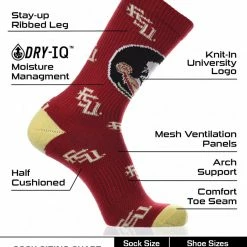 TCK Florida State Seminoles Socks Crew Length Sock Mayhem All Schools