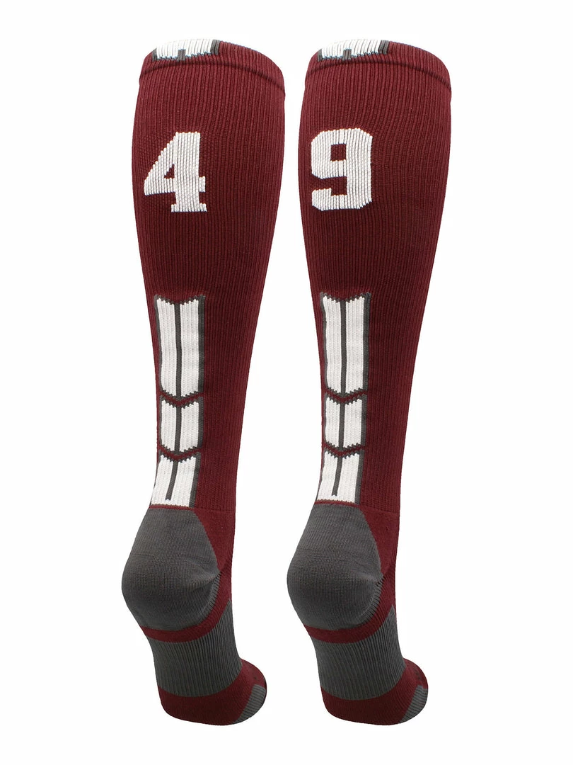Best Sale ๐ MadSportsStuff ๐ฅ Softball ๐งฆ Socks Maroon Player ID Custom Number Over The Calf ๐งฆ Socks For ๐ฅ Softball โพ Baseball Football Boys And ๐ง Girls ๐คฉ 55 MadSportsStuff Softball Socks Maroon Player ID Custom Number Over The Calf Socks For Softball Baseball Football Boys And Girls