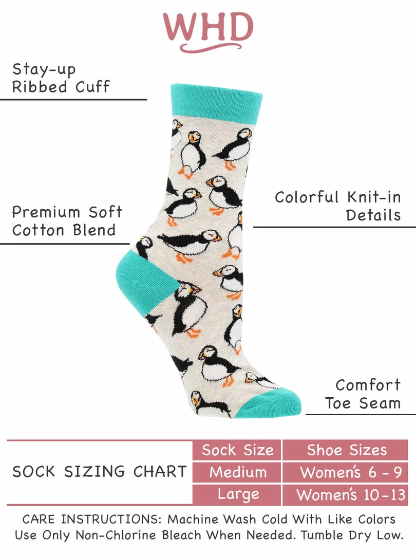 Outlet โ๏ธ WHD Crazy ๐งฆ Socks - Crew Puffin ๐งฆ Socks For ๐ฉ Women Gift For Bird Lovers ๐ 3 WHD Crazy Socks - Crew Puffin Socks For Women Gift For Bird Lovers