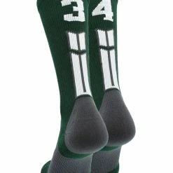 MadSportsStuff Dark Green Player ID Custom Number Crew Socks For Basketball Lacrosse Volleyball Boys And Girls Volleyball Socks