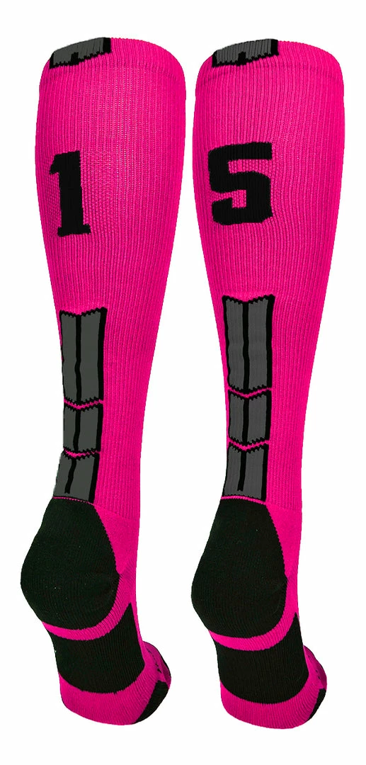 Discount ๐ฅ MadSportsStuff Neon Pink And Black Player ID Custom Number Over The Calf ๐งฆ Socks For ๐ฅ Softball โพ Baseball Football Boys And ๐ง Girls โพ Baseball ๐งฆ Socks ๐ 64 MadSportsStuff Neon Pink And Black Player ID Custom Number Over The Calf Socks For Softball Baseball Football Boys And Girls Baseball Socks