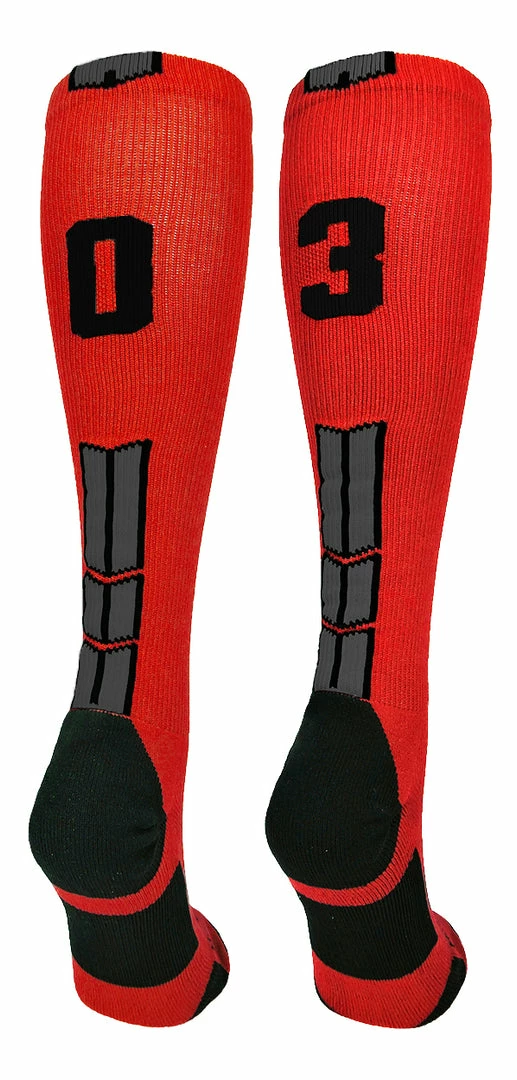 Budget ๐ฏ MadSportsStuff Red And Black Player ID Custom Number Over The Calf ๐งฆ Socks For ๐ฅ Softball โพ Baseball Football Boys And ๐ง Girls โพ Baseball ๐งฆ Socks ๐ 1 MadSportsStuff Red And Black Player ID Custom Number Over The Calf Socks For Softball Baseball Football Boys And Girls Baseball Socks