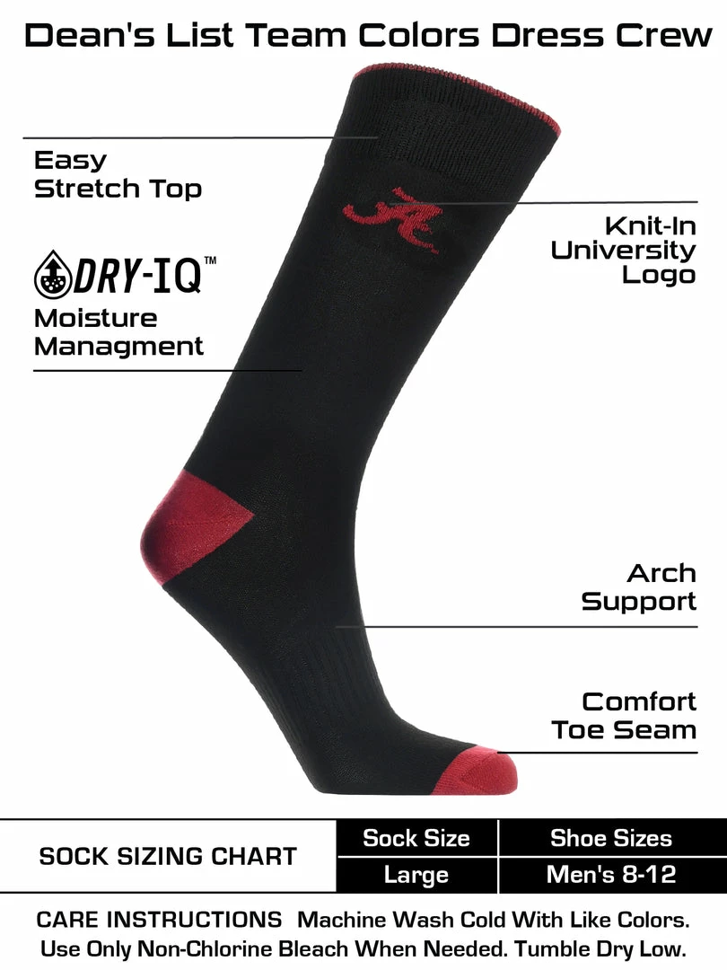 Cheap ๐ TCK Alabama Crimson Tide ๐ Dress ๐งฆ Socks Dean's List Crew Length ๐งฆ Socks โญ 3 TCK Alabama Crimson Tide Dress Socks Dean's List Crew Length Socks