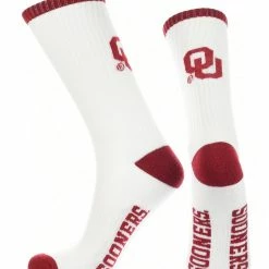 TCK OU Oklahoma Sooners Socks Basic Crew White Socks All Schools