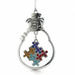 MadSportsStuff Christmas Ornament With Crystal Autism Puzzle Piece Symbol Autism Awareness
