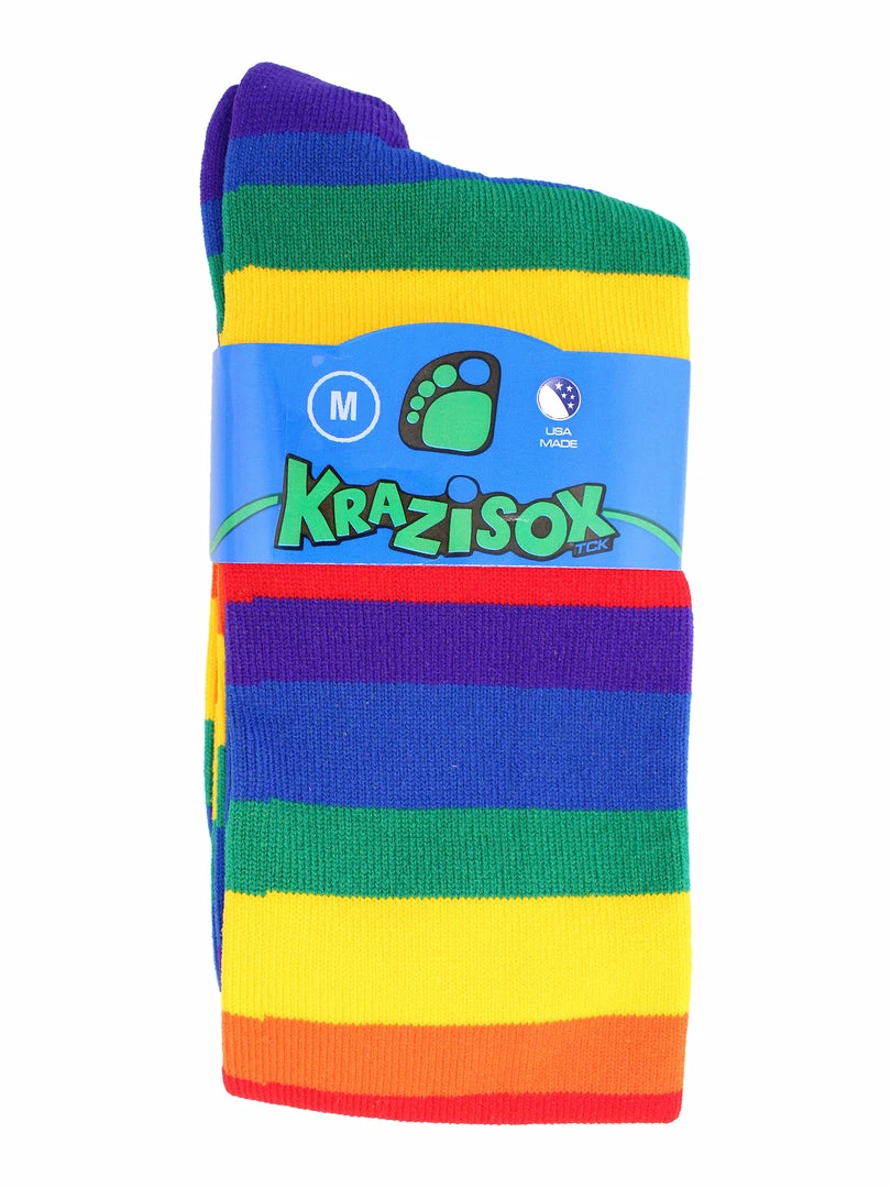 New โญ TCK Krazisox Rainbow Stripes Over The Calf ๐งฆ Socks ๐ 2 TCK Krazisox Rainbow Stripes Over The Calf Socks