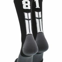 MadSportsStuff Black Player ID Custom Number Crew Socks For Basketball Lacrosse Volleyball Boys And Girls Volleyball Socks
