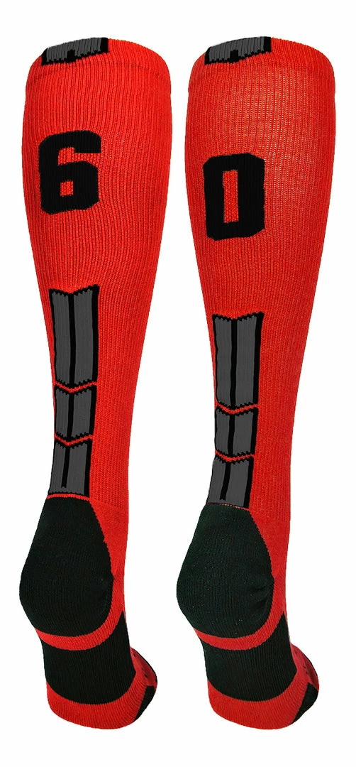 New ๐ MadSportsStuff Red And Black Player ID Custom Number Over The Calf ๐งฆ Socks For ๐ฅ Softball โพ Baseball Football Boys And ๐ง Girls โพ Baseball ๐งฆ Socks ๐ 20 MadSportsStuff Red And Black Player ID Custom Number Over The Calf Socks For Softball Baseball Football Boys And Girls Baseball Socks