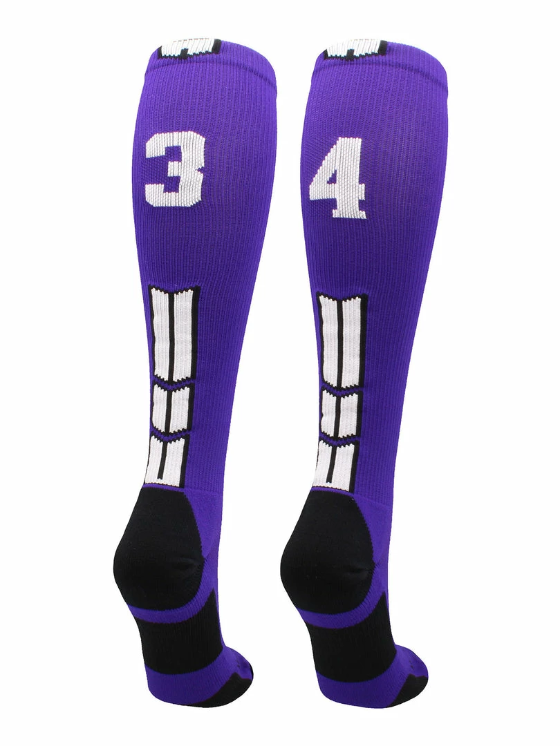 New โ๏ธ MadSportsStuff Purple Player ID Custom Number Over The Calf ๐งฆ Socks For ๐ฅ Softball โพ Baseball Football Boys And ๐ง Girls ๐ 96 MadSportsStuff Purple Player ID Custom Number Over The Calf Socks For Softball Baseball Football Boys And Girls