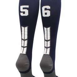 MadSportsStuff Navy Player ID Custom Number Over The Calf Socks For Softball Baseball Football Boys And Girls Softball Socks