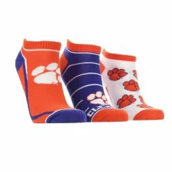 TCK All Schools Clemson Tigers No Show Socks Full Field 3 Pack