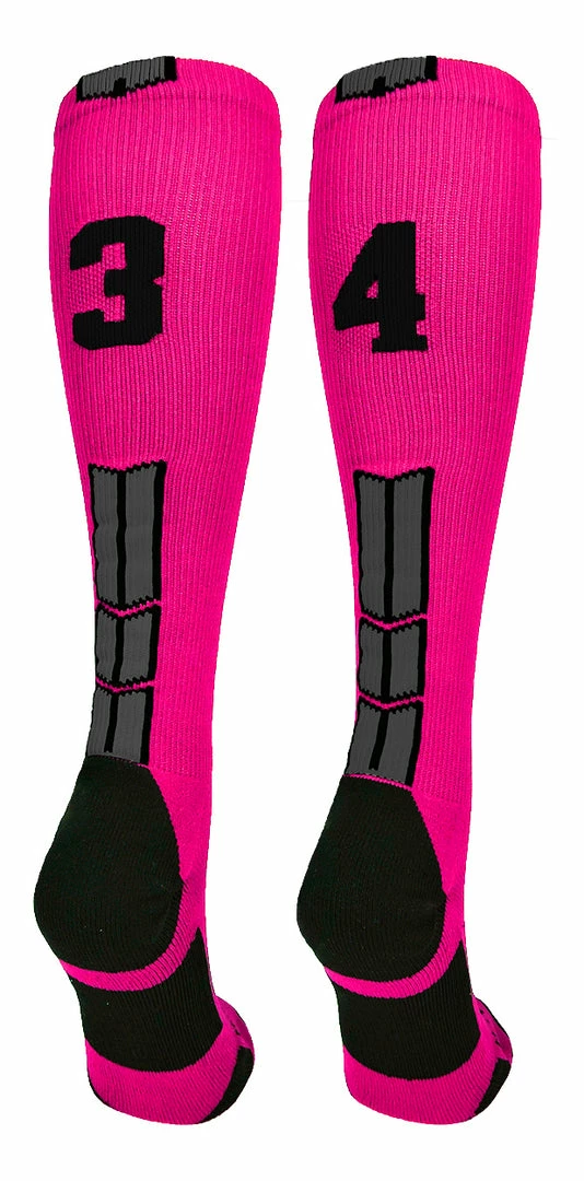 Discount ๐ฅ MadSportsStuff Neon Pink And Black Player ID Custom Number Over The Calf ๐งฆ Socks For ๐ฅ Softball โพ Baseball Football Boys And ๐ง Girls โพ Baseball ๐งฆ Socks ๐ 96 MadSportsStuff Neon Pink And Black Player ID Custom Number Over The Calf Socks For Softball Baseball Football Boys And Girls Baseball Socks