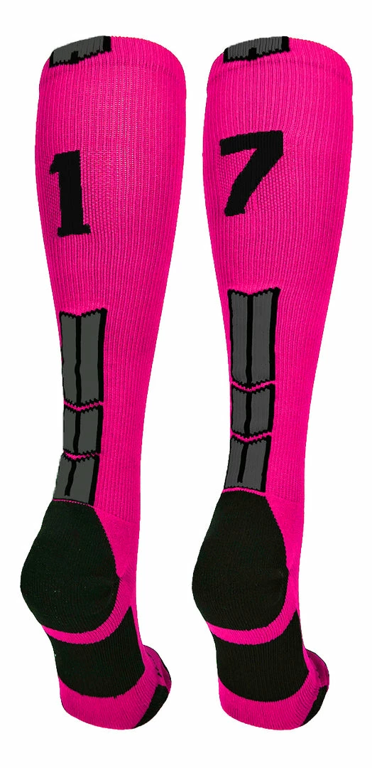 Discount ๐ฅ MadSportsStuff Neon Pink And Black Player ID Custom Number Over The Calf ๐งฆ Socks For ๐ฅ Softball โพ Baseball Football Boys And ๐ง Girls โพ Baseball ๐งฆ Socks ๐ 62 MadSportsStuff Neon Pink And Black Player ID Custom Number Over The Calf Socks For Softball Baseball Football Boys And Girls Baseball Socks