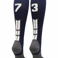 MadSportsStuff Navy Player ID Custom Number Over The Calf Socks For Softball Baseball Football Boys And Girls Softball Socks