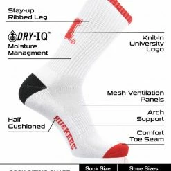 Flash Sale ๐ TCK Nebraska Cornhuskers ๐งฆ Socks Basic Crew White ๐งฆ Socks All Schools ๐คฉ 6 TCK Nebraska Cornhuskers Socks Basic Crew White Socks All Schools