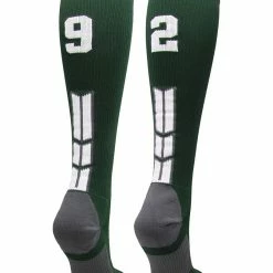 Hot Sale โ๏ธ MadSportsStuff Dark Green Player ID Custom Number Over The Calf ๐งฆ Socks For ๐ฅ Softball โพ Baseball Football Boys And ๐ง Girls ๐ 143 MadSportsStuff Dark Green Player ID Custom Number Over The Calf Socks For Softball Baseball Football Boys And Girls
