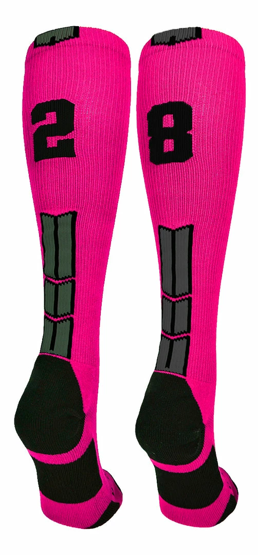 Discount ๐ฅ MadSportsStuff Neon Pink And Black Player ID Custom Number Over The Calf ๐งฆ Socks For ๐ฅ Softball โพ Baseball Football Boys And ๐ง Girls โพ Baseball ๐งฆ Socks ๐ 102 MadSportsStuff Neon Pink And Black Player ID Custom Number Over The Calf Socks For Softball Baseball Football Boys And Girls Baseball Socks