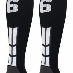 MadSportsStuff Black Player ID Custom Number Over The Calf Socks For Softball Baseball Football Boys And Girls