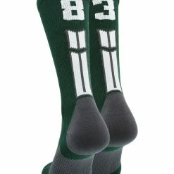 MadSportsStuff Dark Green Player ID Custom Number Crew Socks For Basketball Lacrosse Volleyball Boys And Girls Volleyball Socks