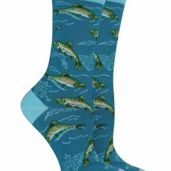 WHD Crazy Socks - Crew Trout Socks For Women Gift For Anglers
