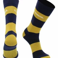 TCK UC Davis Aggies Socks Game Day Striped Crew Socks All Schools