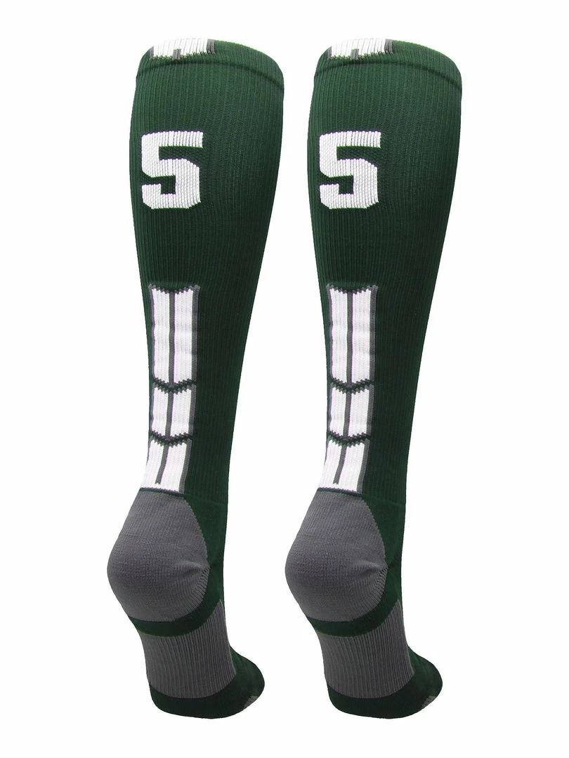 Hot Sale โ๏ธ MadSportsStuff Dark Green Player ID Custom Number Over The Calf ๐งฆ Socks For ๐ฅ Softball โพ Baseball Football Boys And ๐ง Girls ๐ 25 MadSportsStuff Dark Green Player ID Custom Number Over The Calf Socks For Softball Baseball Football Boys And Girls