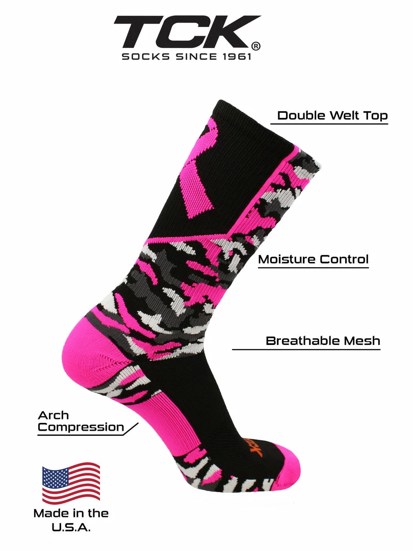 Discount โ๏ธ TCK ๐ Basketball ๐งฆ Socks Woodland Camo Breast Cancer Awareness Crew ๐งฆ Socks ๐ 4 TCK Basketball Socks Woodland Camo Breast Cancer Awareness Crew Socks