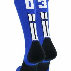 MadSportsStuff Royal Player ID Custom Number Crew Socks For Basketball Lacrosse Volleyball Boys And Girls