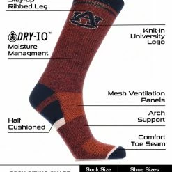 TCK Auburn Tigers Socks Victory Parade Crew Length All Schools