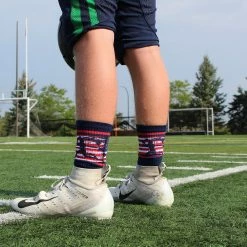 MadSportsStuff USA Football Socks With American Flag And Player Crew Length