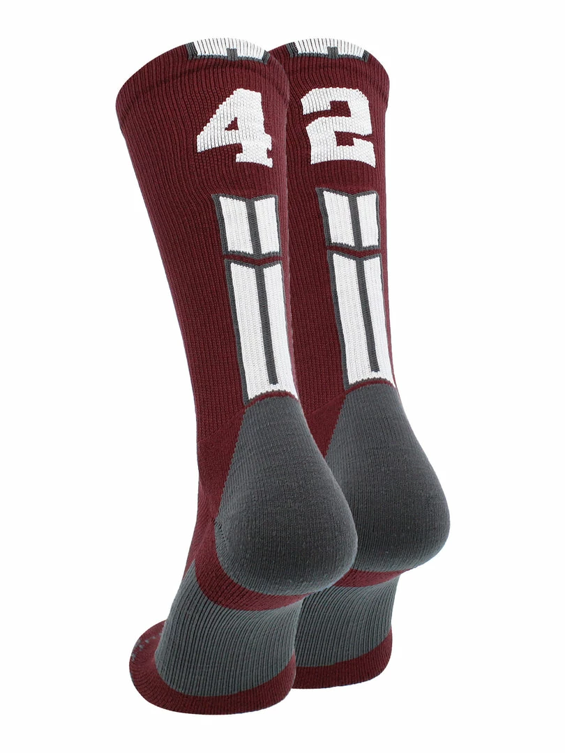 Best deal ๐คฉ MadSportsStuff Maroon Player ID Custom Number Crew ๐งฆ Socks For ๐ Basketball Lacrosse Volleyball Boys And ๐ง Girls ๐งจ 87 MadSportsStuff Maroon Player ID Custom Number Crew Socks For Basketball Lacrosse Volleyball Boys And Girls