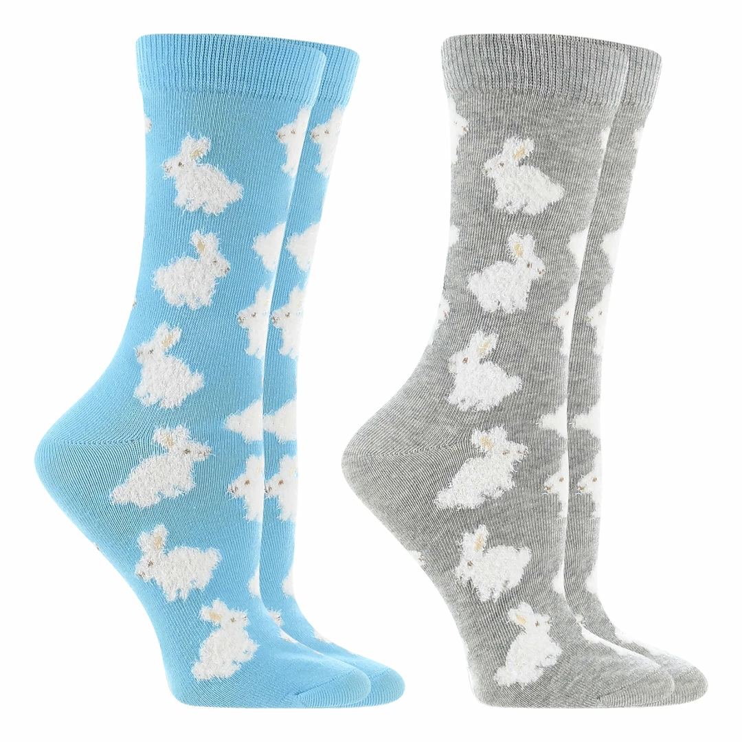 New ๐ WHD Bunny ๐งฆ Socks For ๐ฉ Women With Fuzzy Bunnies - Rabbit Lovers Easter Gift - 2-Pack Crazy ๐งฆ Socks - Crew ๐ 4 WHD Bunny Socks For Women With Fuzzy Bunnies - Rabbit Lovers Easter Gift - 2-Pack Crazy Socks - Crew