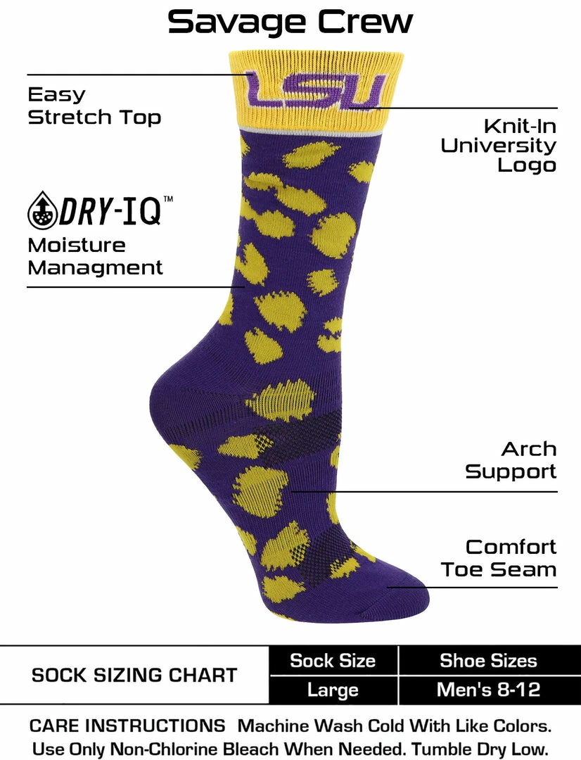Coupon ๐ TCK LSU Tigers ๐งฆ Socks ๐ฉ Womens Savage Crew ๐งฆ Socks โค๏ธ 3 TCK LSU Tigers Socks Womens Savage Crew Socks