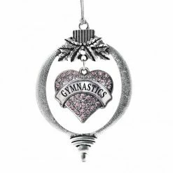 MadSportsStuff Gymnast Christmas Ornament With Crystal Gymnastics Heart Charm