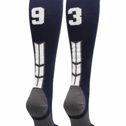 MadSportsStuff Navy Player ID Custom Number Over The Calf Socks For Softball Baseball Football Boys And Girls Softball Socks