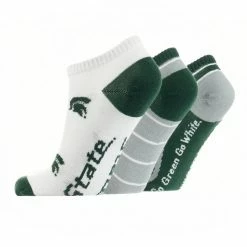 TCK All Schools Michigan State Spartans No Show Socks Full Field 3 Pack