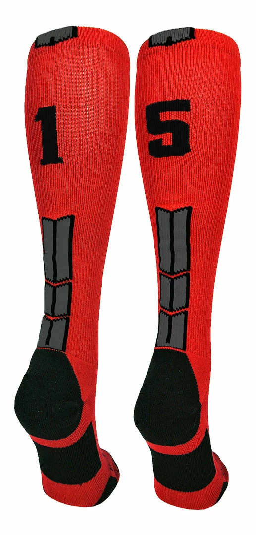 New ๐ MadSportsStuff Red And Black Player ID Custom Number Over The Calf ๐งฆ Socks For ๐ฅ Softball โพ Baseball Football Boys And ๐ง Girls โพ Baseball ๐งฆ Socks ๐ 64 MadSportsStuff Red And Black Player ID Custom Number Over The Calf Socks For Softball Baseball Football Boys And Girls Baseball Socks