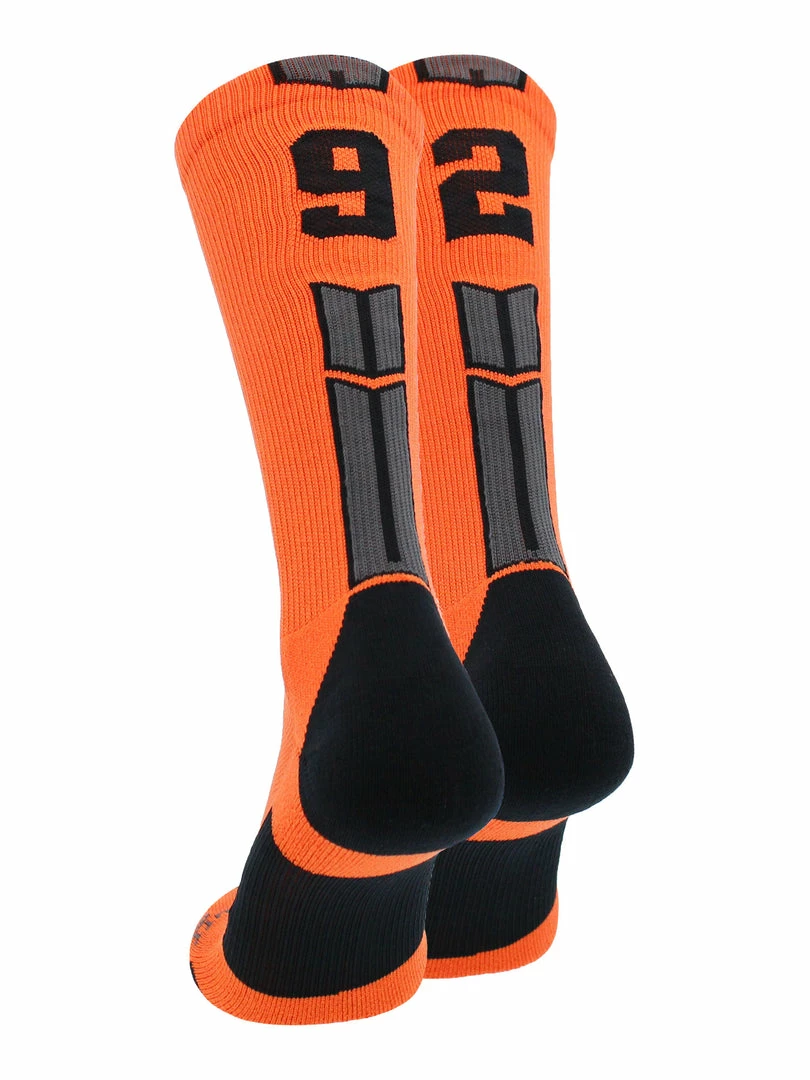Brand new 😀 MadSportsStuff Orange And Black Player ID Custom Number Crew 🧦 Socks For 🏀 Basketball Lacrosse Volleyball Boys And 👧 Girls 🤩 37 MadSportsStuff Orange And Black Player ID Custom Number Crew Socks For Basketball Lacrosse Volleyball Boys And Girls
