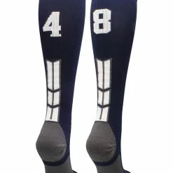 MadSportsStuff Navy Player ID Custom Number Over The Calf Socks For Softball Baseball Football Boys And Girls Softball Socks