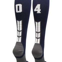 MadSportsStuff Navy Player ID Custom Number Over The Calf Socks For Softball Baseball Football Boys And Girls Softball Socks